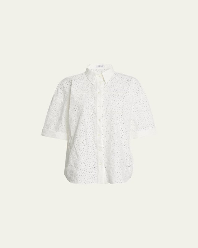 Sangallo Lace Button-Front Blous